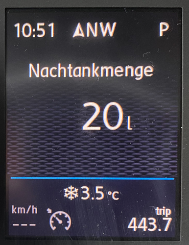 Nachzutankendes Volumen in der Multifunktionsanzeige (MFA) anzeigen